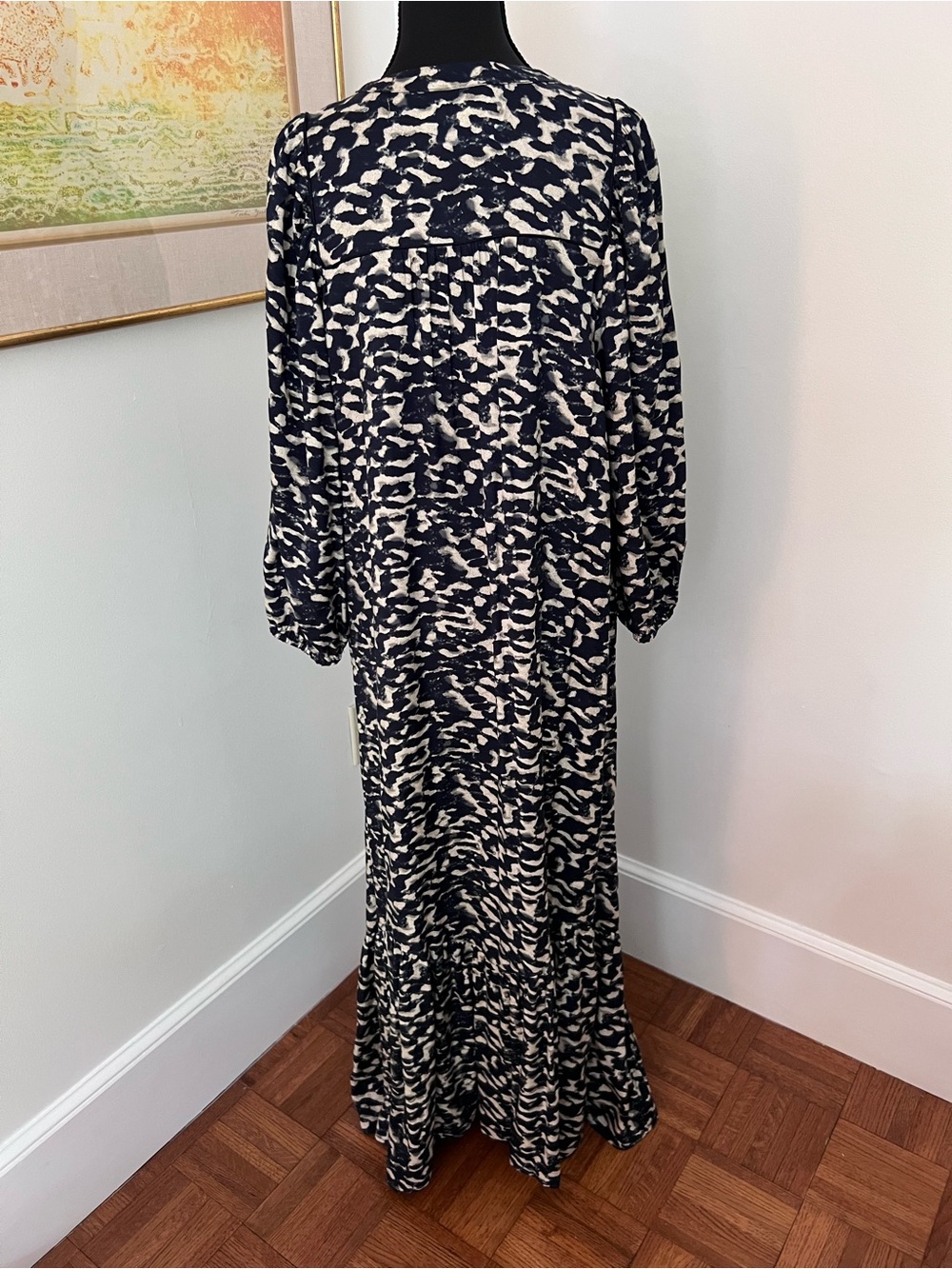 Ba&Sh Raglan Sleeve Maxi Dress in Navy and Cream - Picture 6 of 8